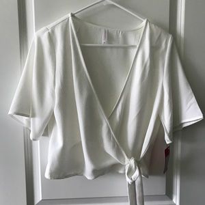 White wrap crop top